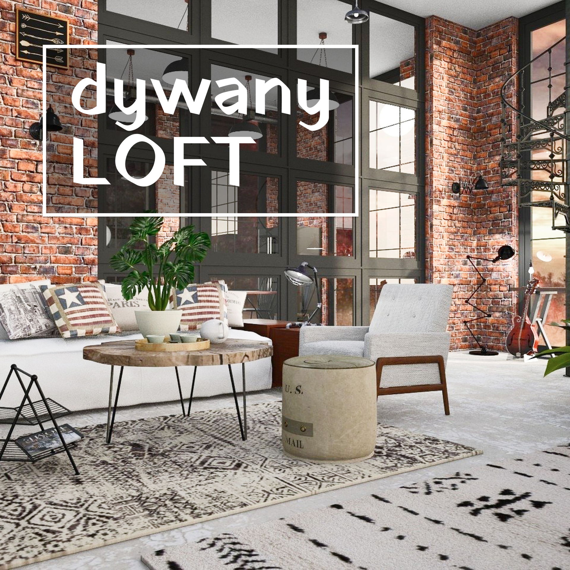 Styl LOFT industrialny w dywanach