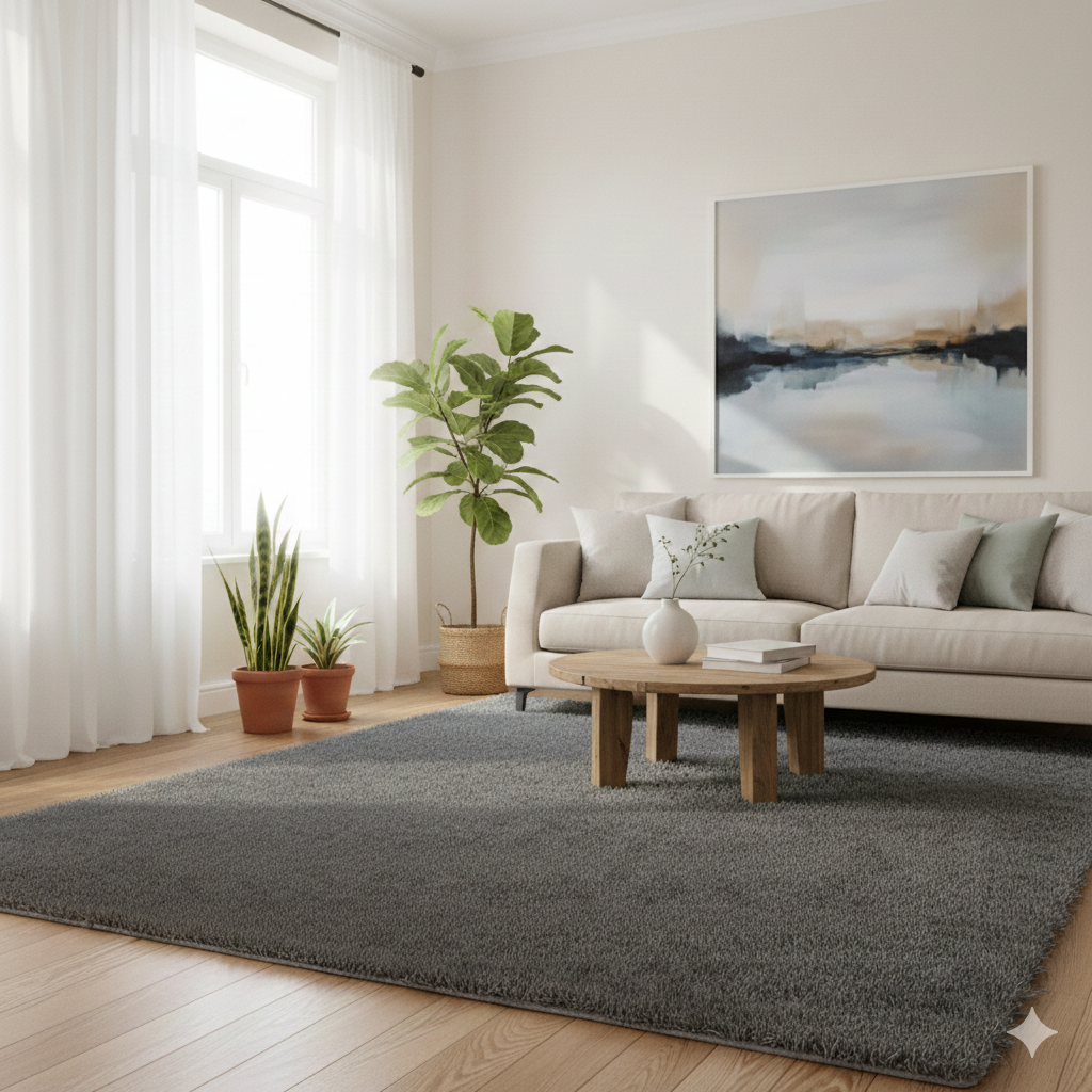 Popielaty dywan a światło we wnętrzu – jak dobierać kolory, by nie przytłoczyć przestrzeni?