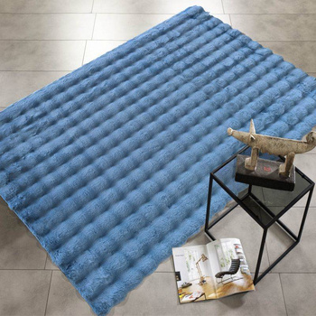 Dywan Shaggy Pluszowy Jednokolorowy Niebieski MERLIN 3D