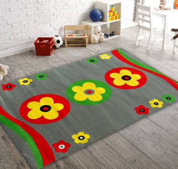 Dywan do pokoju dziecięcego KWIATKI Szary 6912 BAMBI