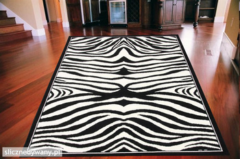 Dywan nowoczesny do salonu ZEBRA Czerń Biel ALFA