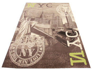 Dywan nowoczesny do salonu NEW YORK EMPIRE Brązowo Zielony CITY