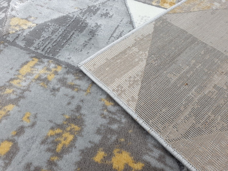 Dywan nowoczesny do salonu TRÓJKĄTY Żółty Szary 068 TEKSAS