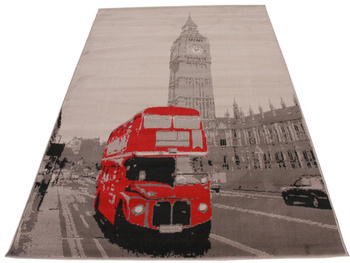 Dywan nowoczesny do salonu BRITISH BUS Brytyjski Autobus ALFA
