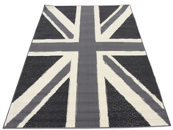 Dywan nowoczesny do salonu flaga brytyjska UNION JACK Popielaty CITY