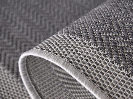 Dywan mata nowoczesny balkon, taras, patio CHEVRON Ciemno Szary Koło MIOVANI