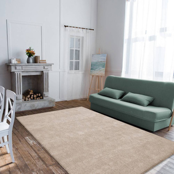 Dywan do salonu Shaggy Jednokolorowy Beżowy COSI BALTA