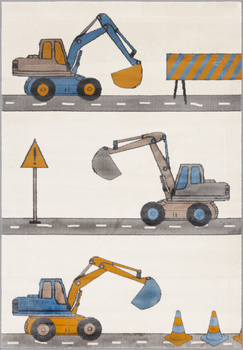 Dywan dziecięcy Agnella KOPARKI Perła Kremowe SOFT