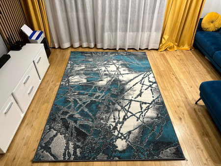 Dywan nowoczesny do salonu NESTO Szaro Turkusowy ALFA NEW IDEA