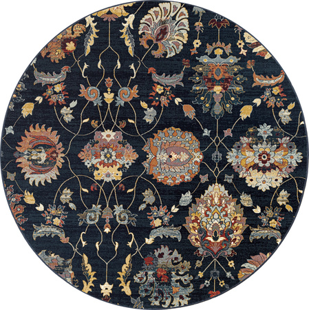 Dywan wełniany do salonu Dywilan LATICA Navy Ciemno niebieski Koło OMEGA