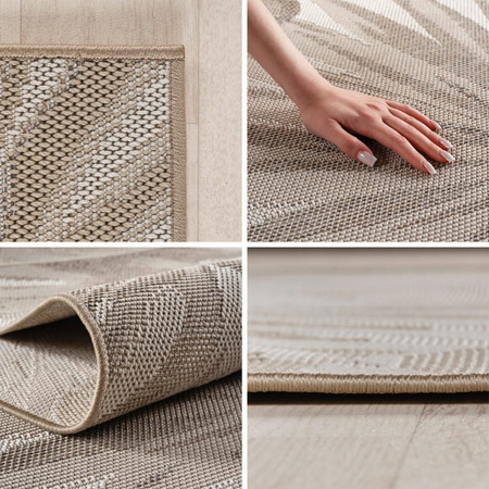 Dywan mata nowoczesny balkon, taras, patio LISTKI Beżowy DESERT