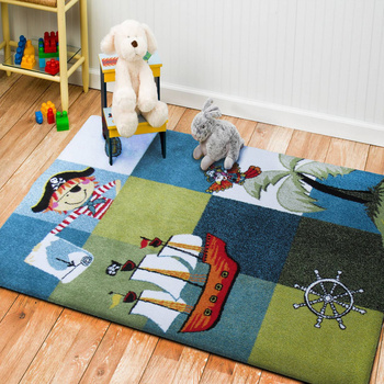 Dywan dla dzieci Mali Piraci 01 niebiesko - zielony MONDO Kids