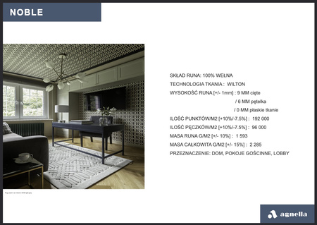 Dywan wełniany do salonu Agnella TINO Szary Koło NOBLE