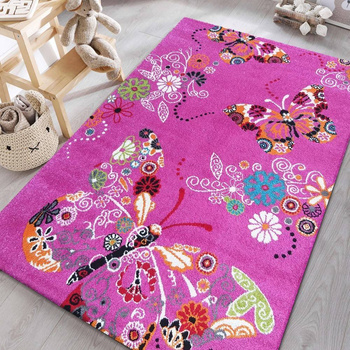 Dywan dziecięcy dla dzieci MOTYLKI 114 Różowy BELLA Kids