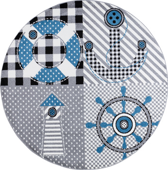 Dywan dla dzieci KOTWICA Szaro-Niebieska Koło KIDS DZIDZIA