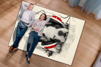 Dywan młodzieżowy ZASŁUCHANY PSIAK Kremowo Czerwony CITY