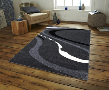 Dywan nowoczesny do salonu WSTĄŻECZKA Czarny Antracytowy 3488B ALANJA