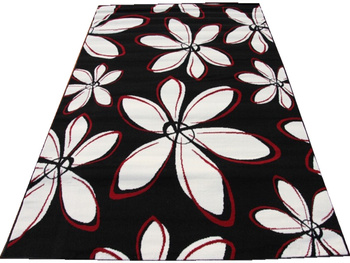 Dywan nowoczesny do salonu BLOOM Czarno Czerwony ALFA