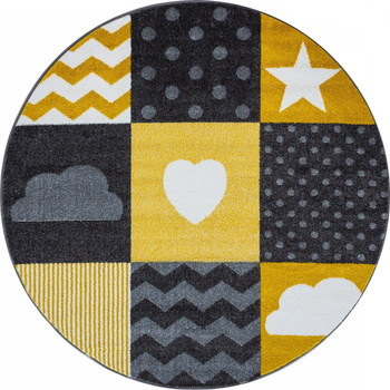 Dywan dla dzieci CHMURKI I GWIAZDKI Szaro-Żółte Koło KIDS DZIDZIA