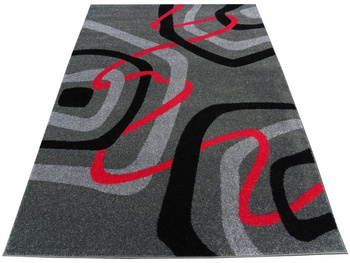 Dywan nowoczesny do salonu ŁAŃCUSZEK Popielaty Czerwony 3465F ALANJA