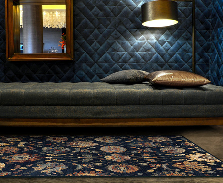 Dywan wełniany do salonu Dywilan LATICA Navy Ciemno niebieski Kwadrat OMEGA