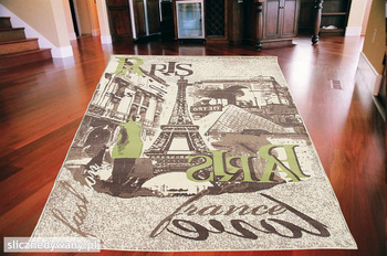 Dywan nowoczesny do salonu PARIS VIEW Kremowo Zielony CITY