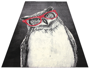 Dywan młodzieżowy SOWA W OKULARACH Czarny CITY