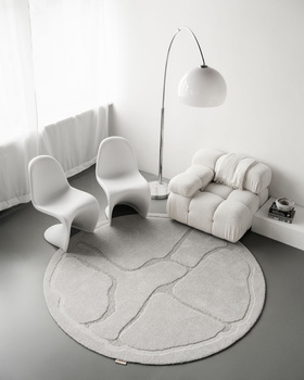 Dywan wełniany do salonu Agnella ORGANICA Jasny Szary Koło MORPHIC