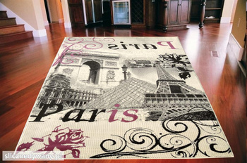 Dywan młodzieżowy FRENCH PARIS Kremowo Fioletowy CITY