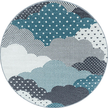 Dywan dla dzieci CHMURKI NA NIEBIE Szaro-Niebieskie Koło BAMBINO