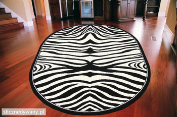 Dywan nowoczesny do salonu ZEBRA Czerń Biel Owal ALFA