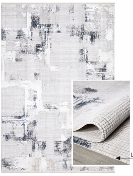 Beżowy nowoczesny do salonu Dywilan SITO 1 Niebiesko Szary GORDION