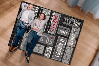 Dywan młodzieżowy REJESTRACJE Szary CITY