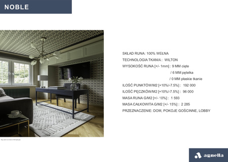 Dywan wełniany do salonu Agnella HILLCREST Szary NOBLE