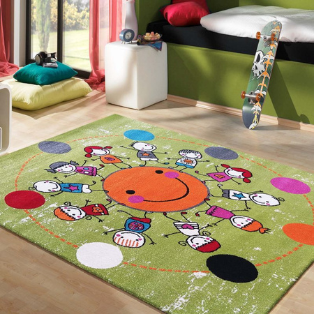 Dywan dziecięcy dla dzieci WESOŁA ZIEMIA 117 Zielony BELLA Kids