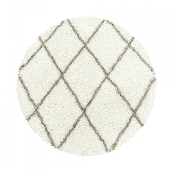 Dywan do salonu i sypialni Shaggy Kudłacz Kremowy Koło ALVIRA