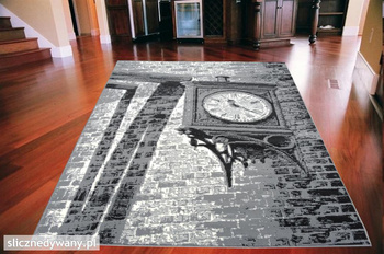 Dywan nowoczesny do salonu OLD CLOCK Popielaty CITY