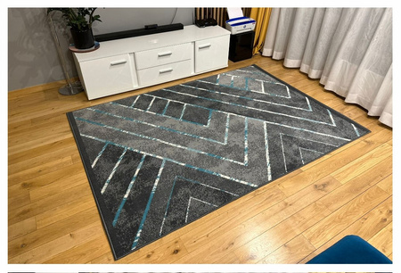 Dywan nowoczesny do salonu ARTO DEKO Szaro Turkusowy ALFA NEW IDEA