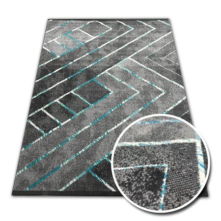 Dywan nowoczesny do salonu ARTO DEKO Szaro Turkusowy ALFA NEW IDEA