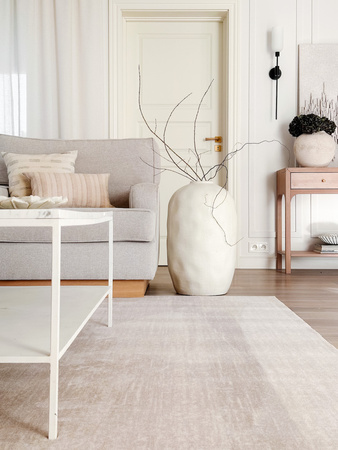Dywan wełniany do salonu Agnella BRUSH LINES Beżowy HOUSE LOVES