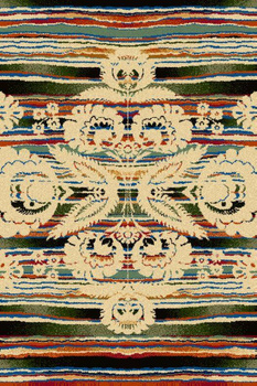 Dywan wełniany do salonu Agnella PASIAK Kremowy Zielony BALLATA