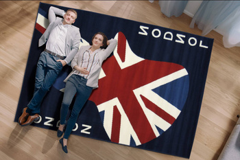 Dywan młodzieżowy do salonu BRIT POP GITARA Granat ALFA