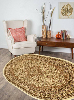Dywan klasyczny do salonu JUSTIN 8581D Kremowy Owal YEMEKES