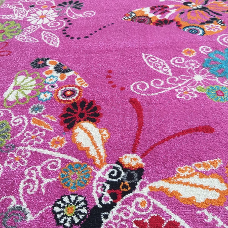 Dywan dziecięcy dla dzieci MOTYLKI 114 Różowy BELLA Kids