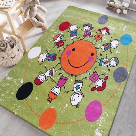 Dywan dziecięcy dla dzieci WESOŁA ZIEMIA 117 Zielony BELLA Kids