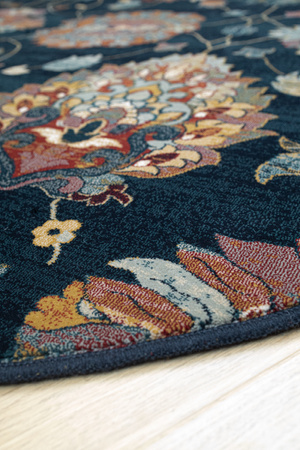 Dywan wełniany do salonu Dywilan LATICA Navy Ciemno niebieski Koło OMEGA