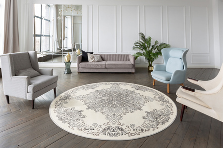 Dywan do salonu Agnella FD BIANCA Perła Kremowy Koło LIDA