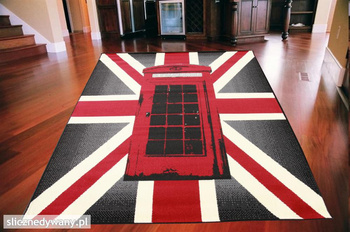 Dywan nowoczesny do salonu UNION JACK TELEPHONE Czarny CITY