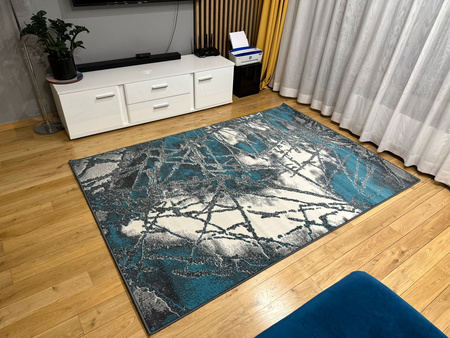Dywan nowoczesny do salonu NESTO Szaro Turkusowy ALFA NEW IDEA