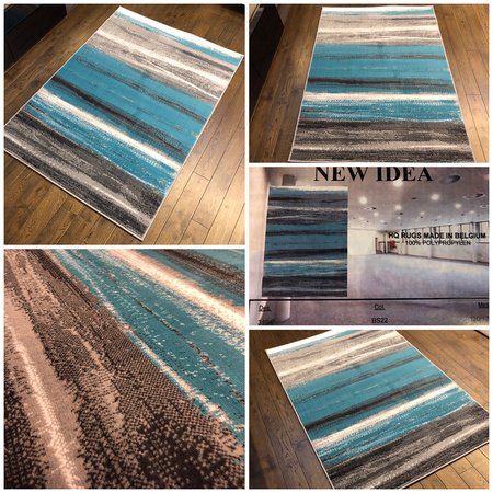 Dywan nowoczesny do salonu PASECZKI Beżowo Turkusowy ALFA NEW IDEA